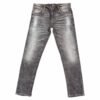 Flat front view of PURE & LUXE Acid Wash Black Jeans, showcasing the trendy design and unique acid wash finish.