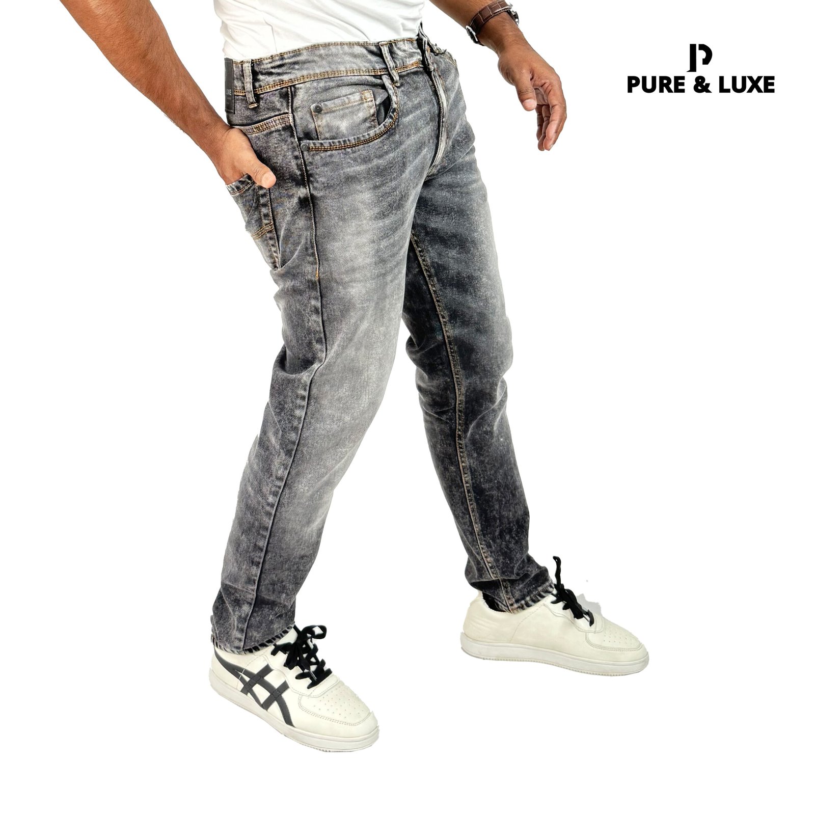 Acid Wash Black Jeans