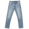 Flat view of Mid Indigo Slim Fit Jeans for men with contemporary design