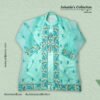 Two-Piece Embroidered Kurti Set displayed flat, featuring both silk inner and muslin outer layers with intricate front embroidery.