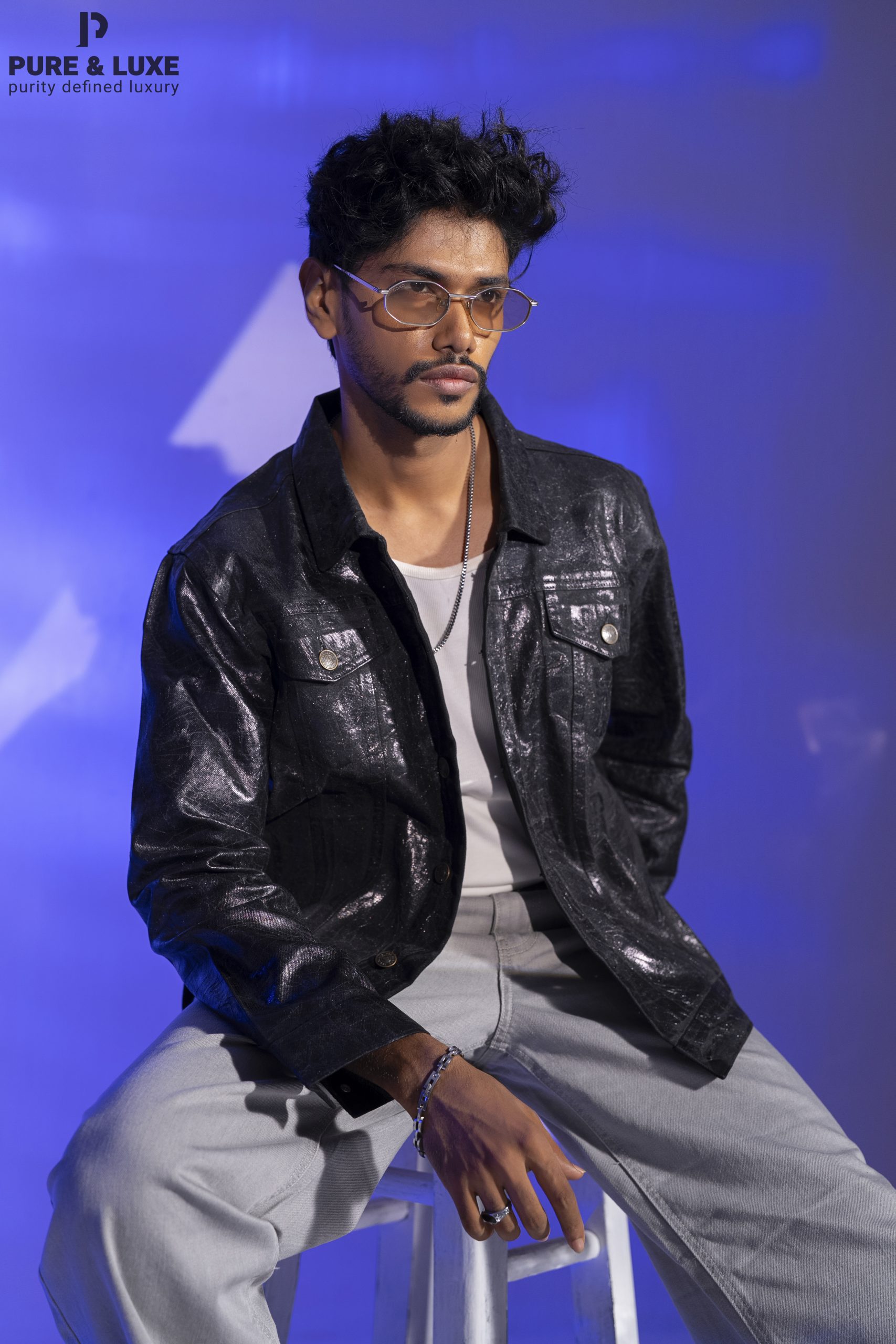 Cracked Coated Denim Jacket - Image 4