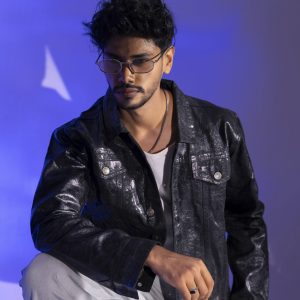Cracked Coated Denim Jacket