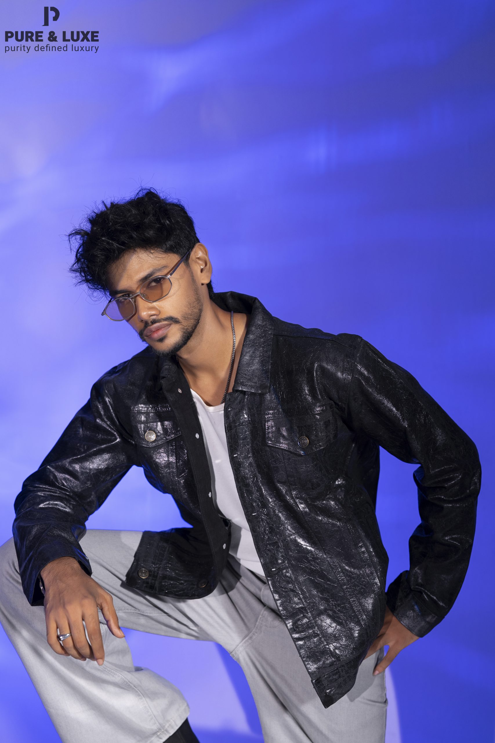 Cracked Coated Denim Jacket - Image 2